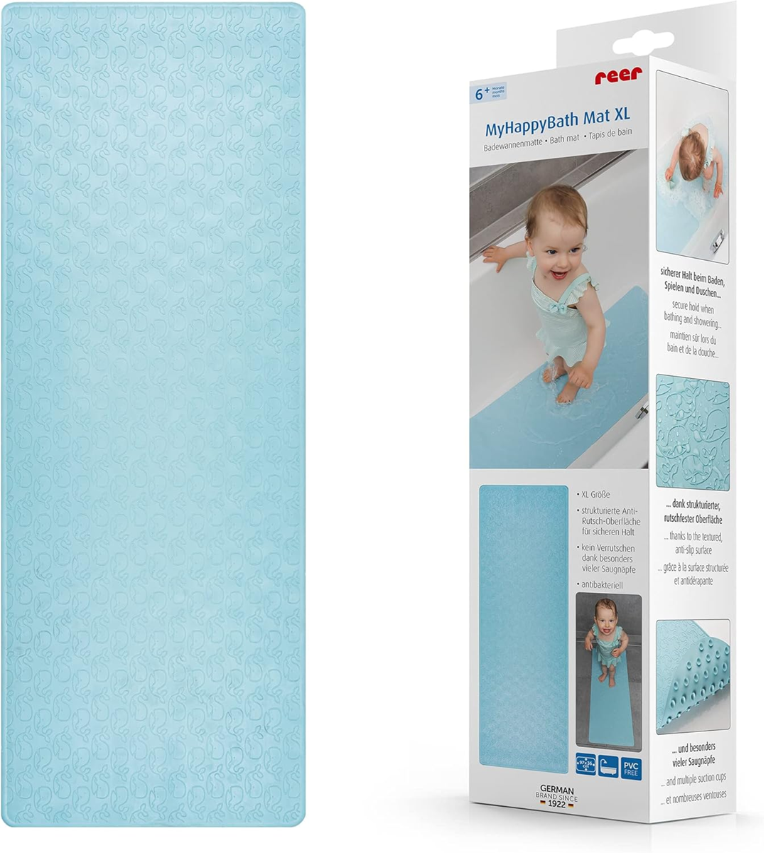REER MyHappyBath XXL non-slip mat for the bathtub and shower, 36 x 97 cm