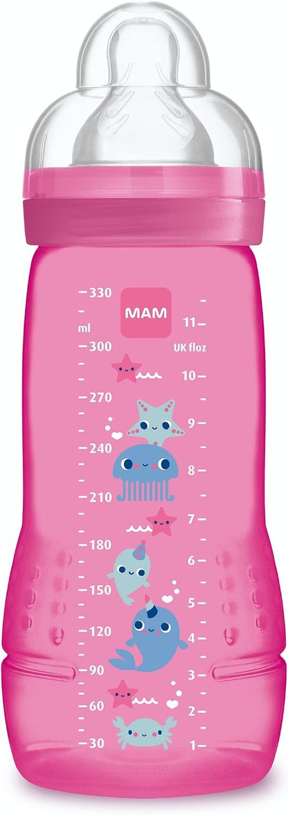 MAM Easy Active bottle 330 ml, size 3 teat, 4 m+ Sea