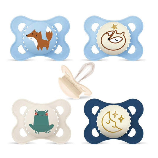 Originální dudlíky MAM Day&Night 0–6m x4 SVÍTÍCÍ