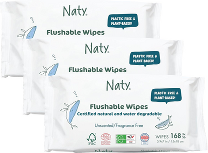 ECO BY NATY vlhčené ubrousky 3 x 56 splachovatelné kompostovatelné