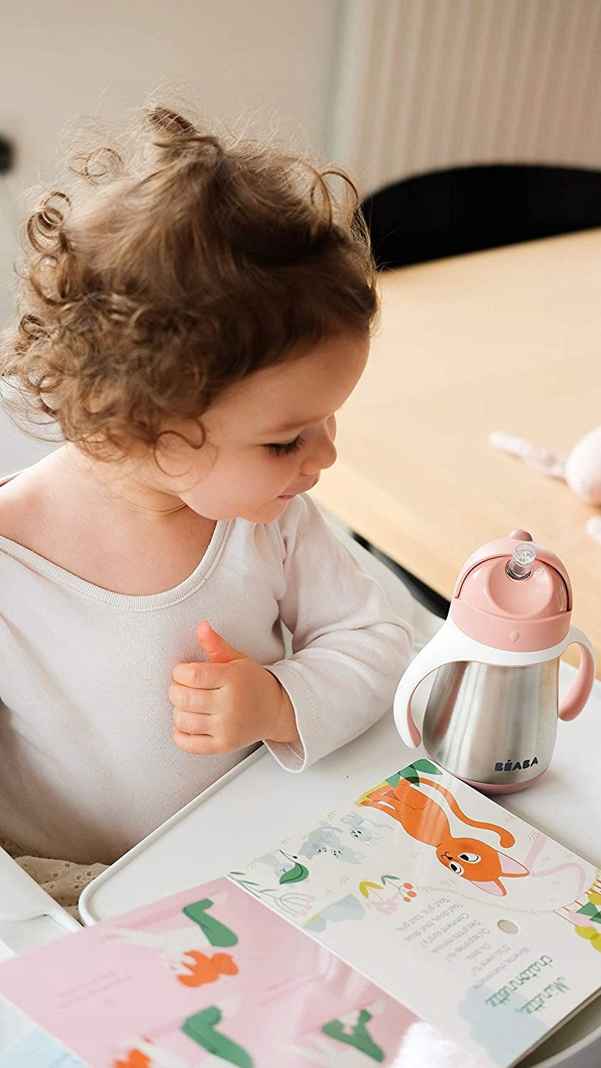 BEABA stainless steel spill-proof straw cup 250 ml