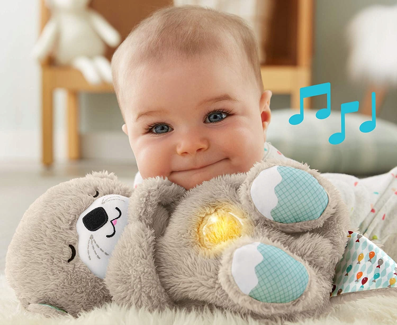 FISHER-PRICE sleeping OTTER with a moving belly, sounds, and lights