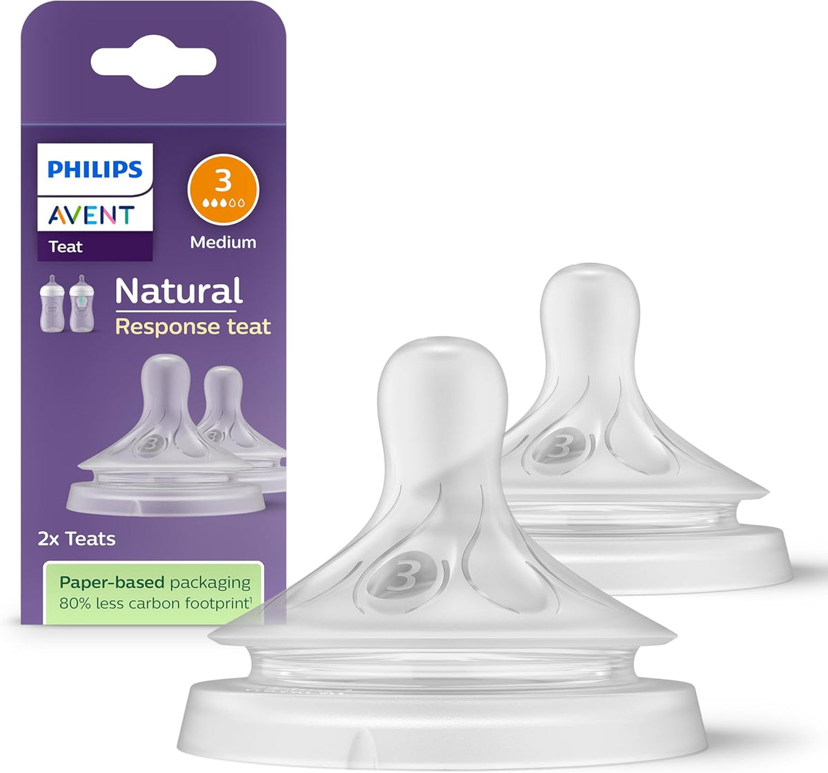 Philips Avent Natural Response bottle nipples (3) 1m+ x2