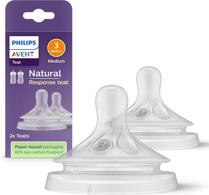 Philips Avent Natural Response bottle nipples (3) 1m+ x2