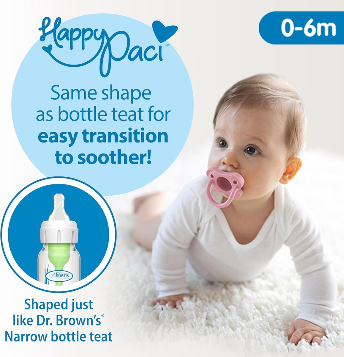 DR BROWN'S HappyPaci uklidňující dudlík x2 0-6 měsíců