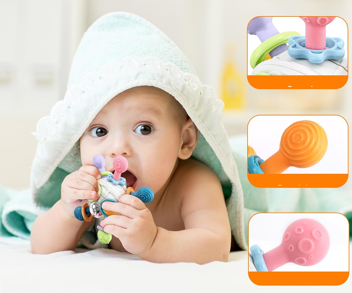 MIUZIFUN Teether Ballsensory teether ballage 0 +multicolouredwidth 9.5 cm, length 10.5 cmmaterials plastic