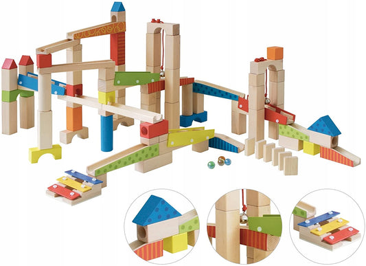 ROBA wooden marble run building blocks, 100 pcs.