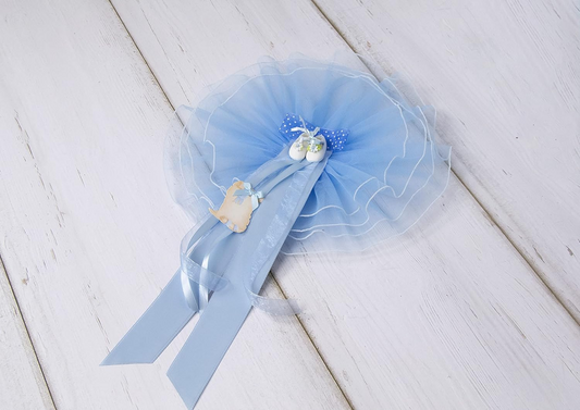 MARELI baby birth bow 32 cm ceramic tulle satin