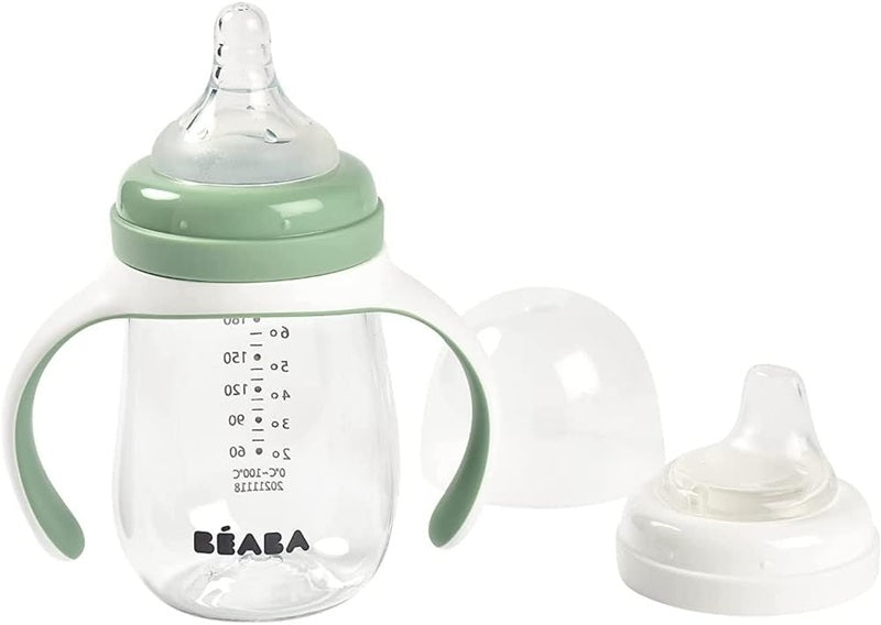 BEABA Training Bottle 2v1, netekoucí hrnek se dvěma náustky, 210 ml, 4 m+