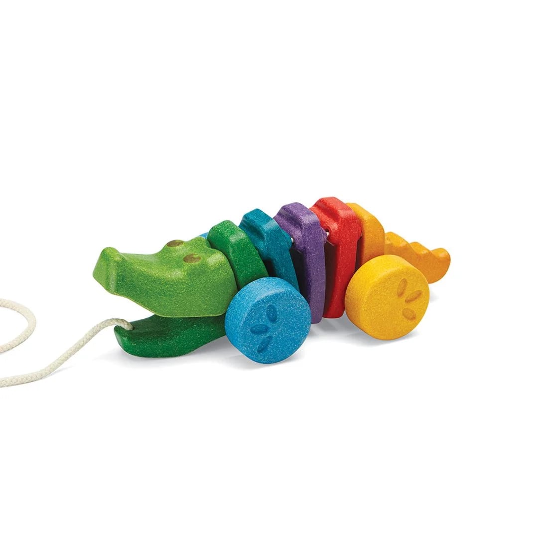 Aligator PlanToys z zieloną głową i kolorowym korpusem
