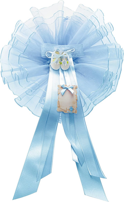 MARELI Schleife zur Geburt eines Kindes, 32 cm, Keramik, Tüll, Satin