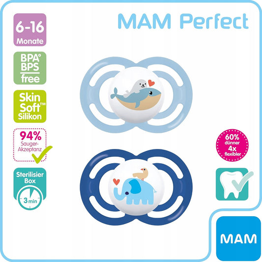 MAM Perfect pacifiers x2 6–16 months + box