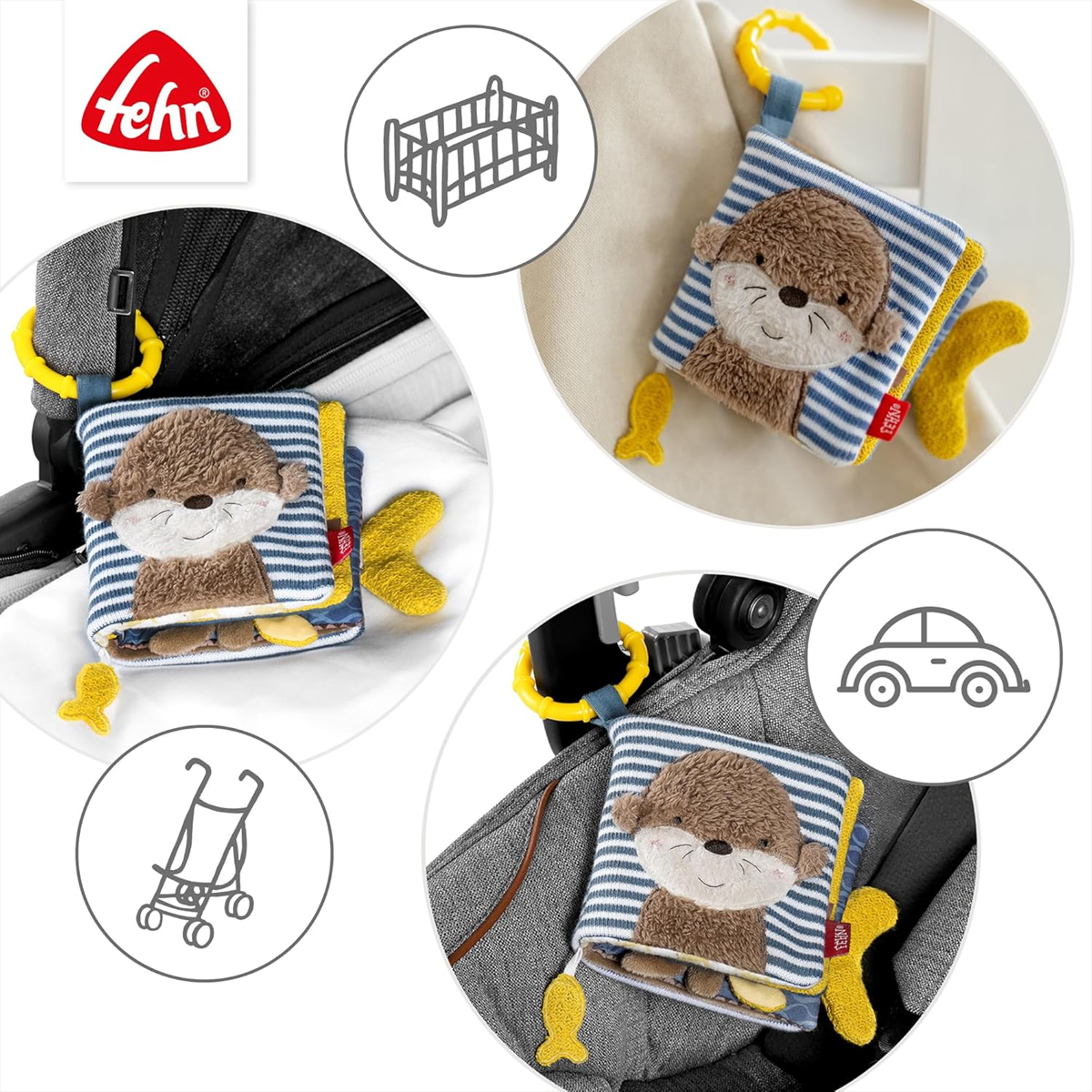 FEHN Otter Theo sensory book, hanging toy