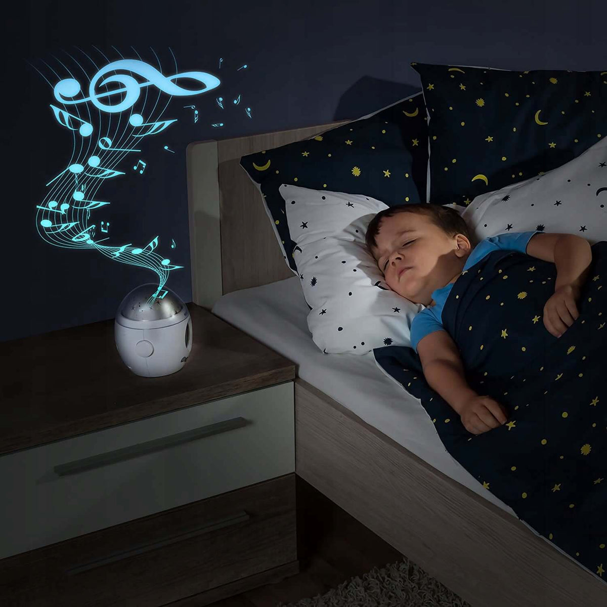 REER My Magic Starlight projektor pozytywka lampka z projekcją gwiazd, uspokajająca lampka nocna do pokoju dziecka