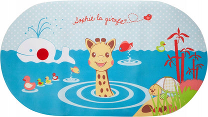 SOPHIE LA GIRAFE mata antypoślizgowa do kąpieli, niebieska mata do wanny dla dzieci 8 m+