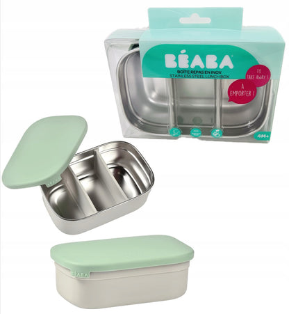 BEABA Svačinový box lunchbox NEREZOVÁ OCEL 760ml s přihrádkami
