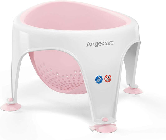 Angelcare biało różowe krzesełko do kąpieli z przyssawkami