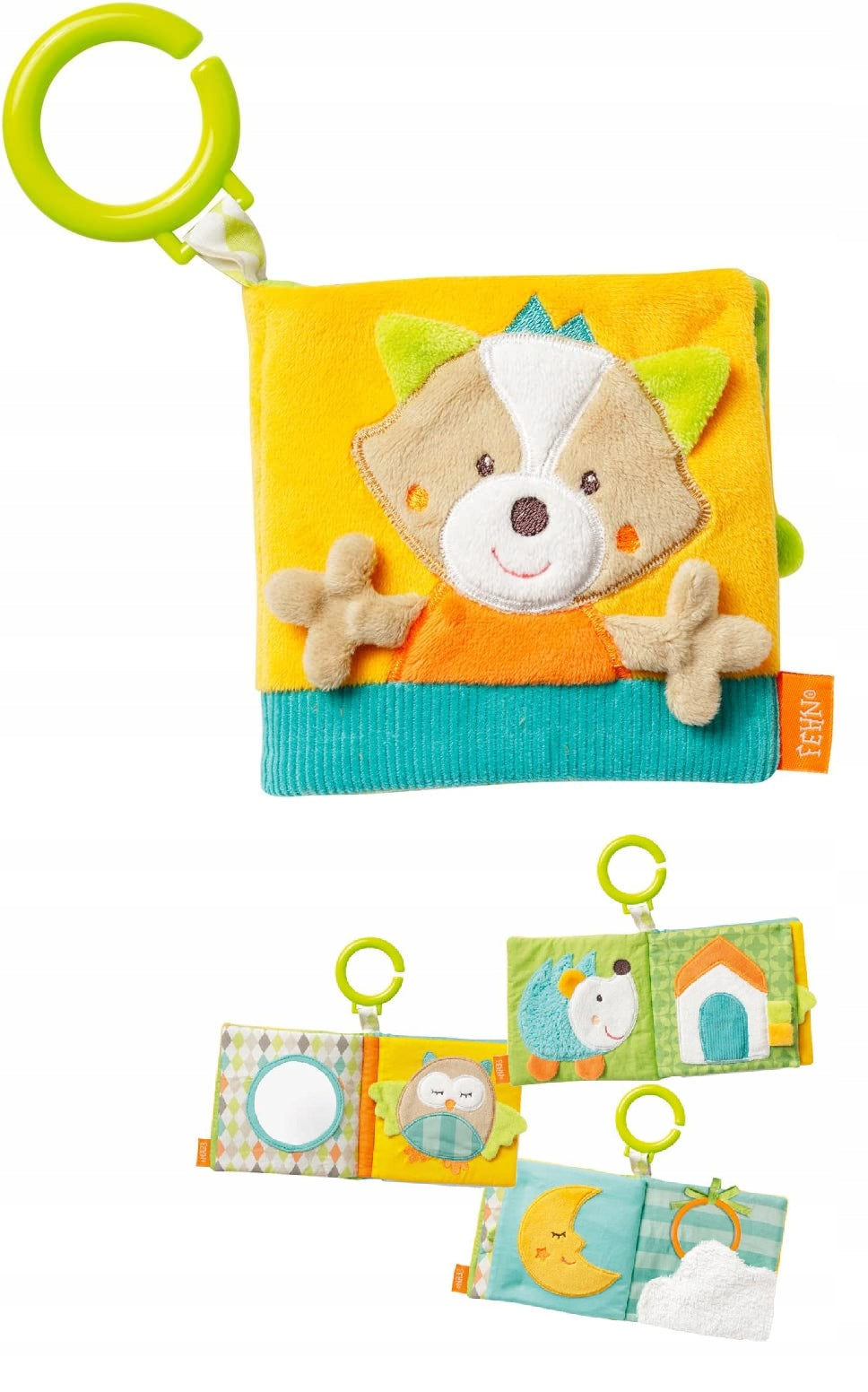 FEHN sensory book with a mirror, hanging toy