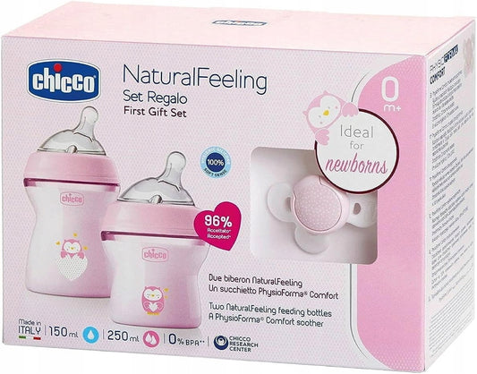 CHICCO set NaturalFeeling biberon 150 250 ml + succhietto 0+