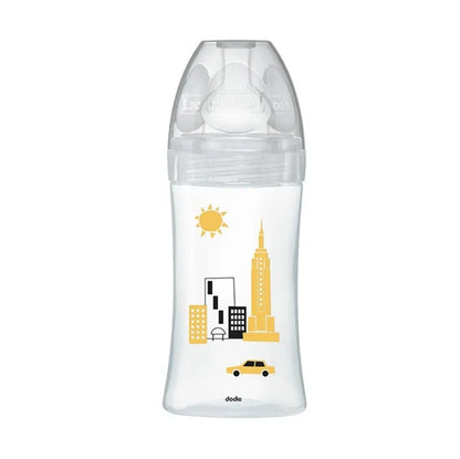 DODIE Sensation+ NEW YORK skleněná láhev 270 ml 0-6 m dudlík 2 střední průtok