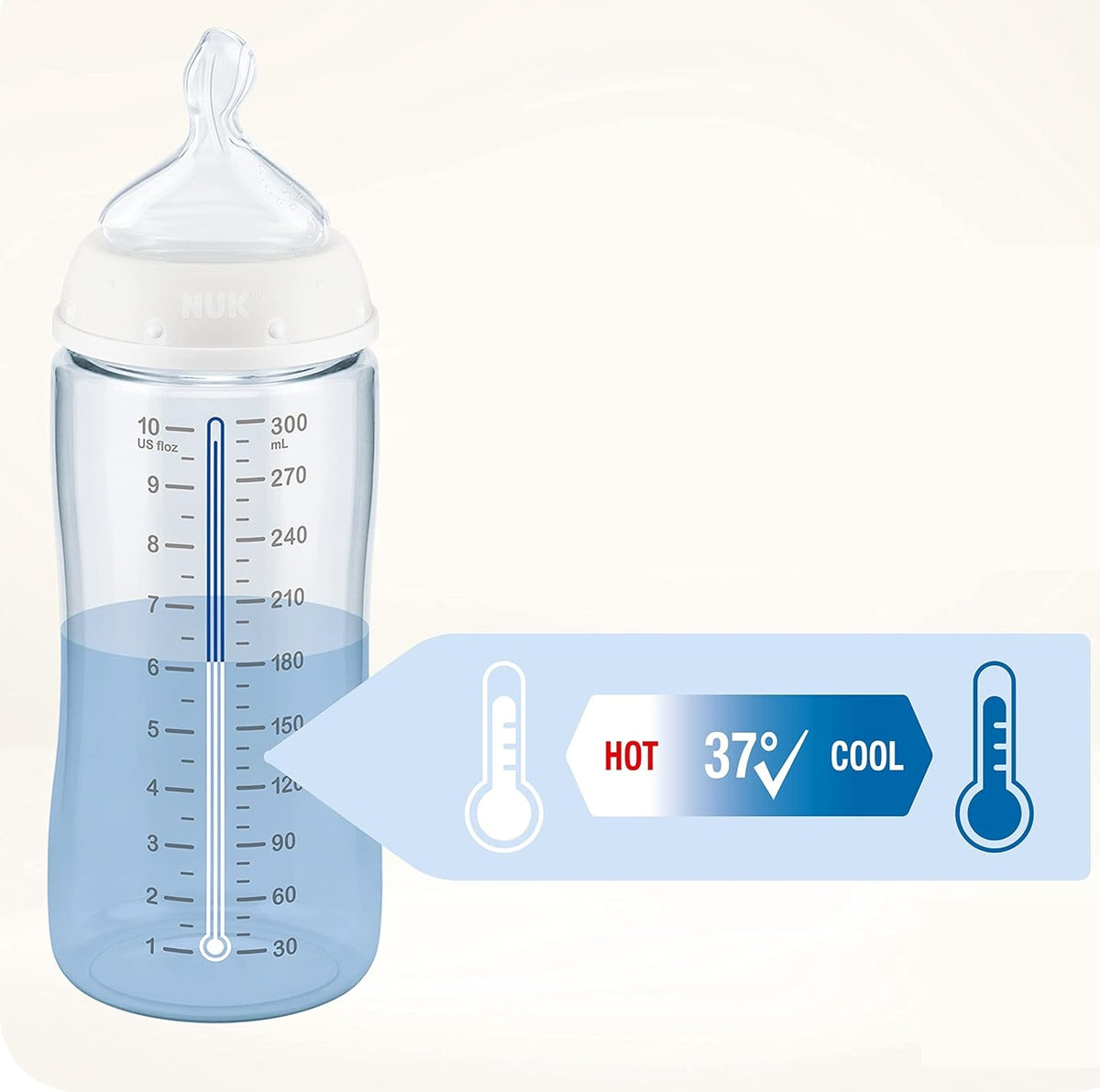 NUK First Choice+ bottle 300 ml teat M medium flow 0-6 m HEARTS