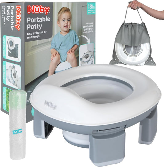 NUBY 3-in-1 travel potty, toilet seat adapter + bags, 18 months+