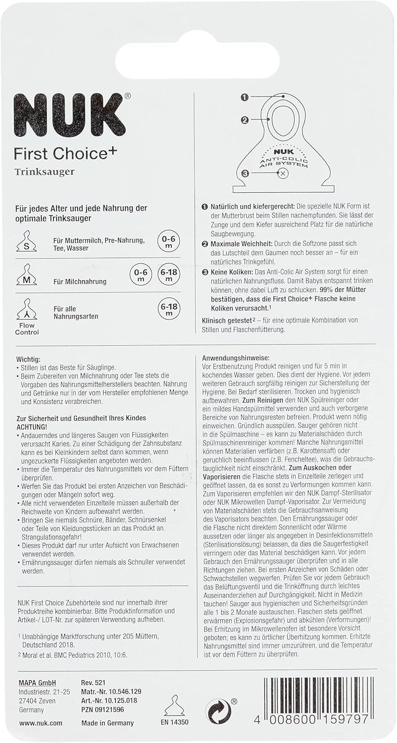 NUK First Choice silikonové savičky M 6 18m x2