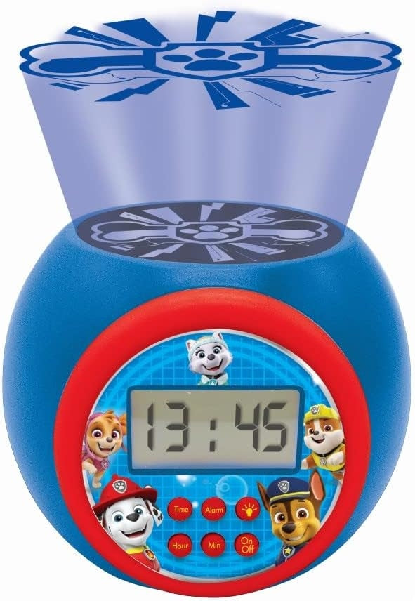 LEXIBOOK Paw Patrol projektor 3 barvy a budík s LCD displejem