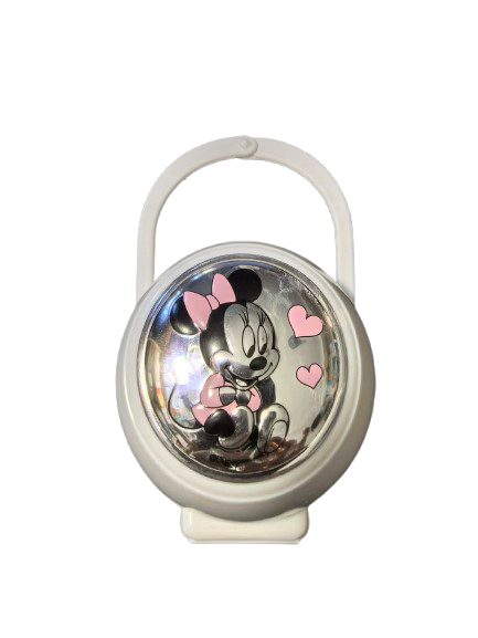 VALENTI DISNEY Minnie pouzdro na dudlík + řetízek PVD povrch (stříbro)