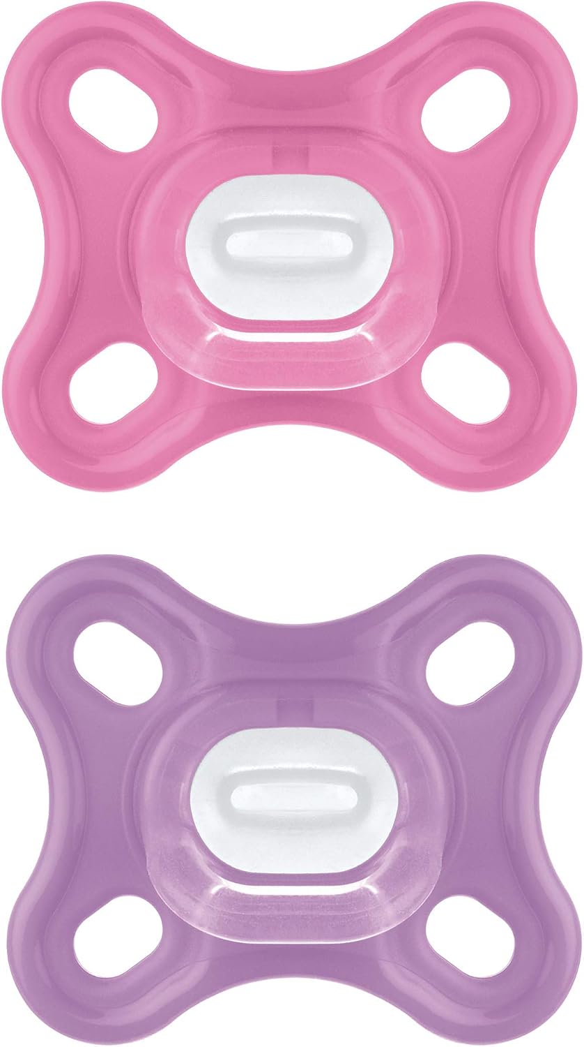 MAM Comfort silicone pacifiers, 0–3 months, pink, 2 pcs.