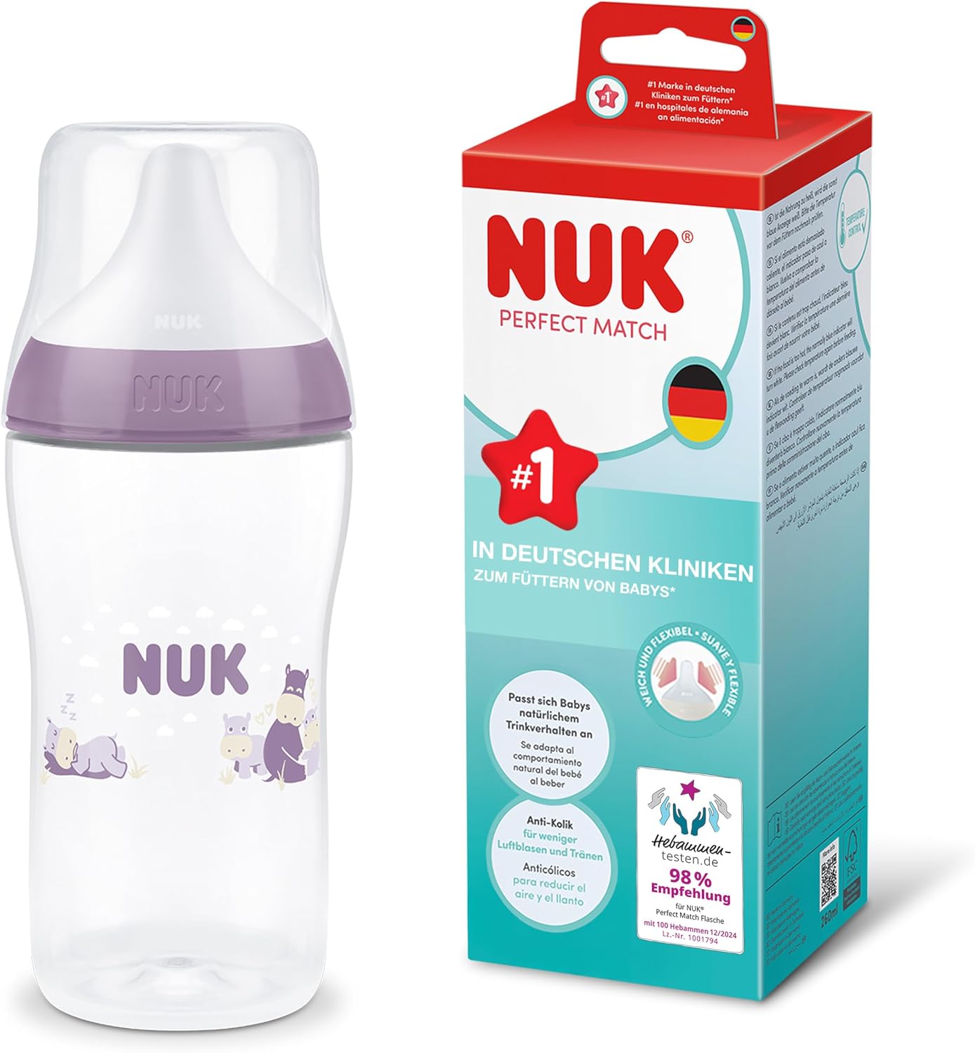 NUK Perfect Match anti-colic bottle 260 ml 3m+ – product image 2