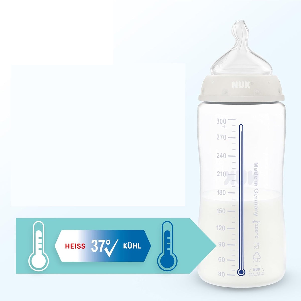 NUK First Choice σετ 4 μπιμπερό 150/300 ml με θηλές S/M 0-3m+ ΦΑΛΑΙΝΑ – εικόνα προϊόντος 4