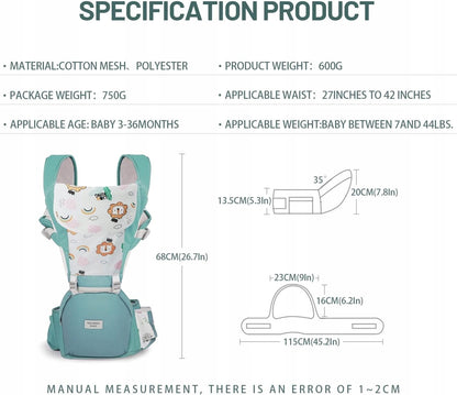 NUKIED ergonomic baby carrier with hip belt 6-in-1