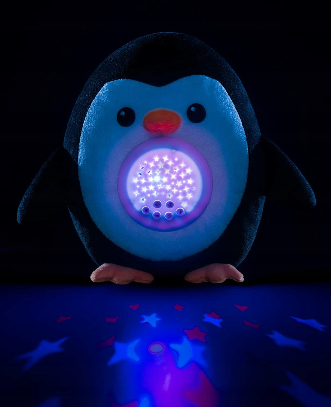 BUBZI Penguin cuddly toy, star projector