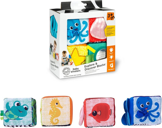 BABY EINSTEIN Explore & Discover Blocks zachte educatieve blokken 4 stuks
