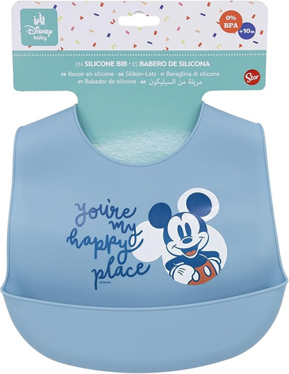 STOR Mickey Mouse silicone bib with pocket
