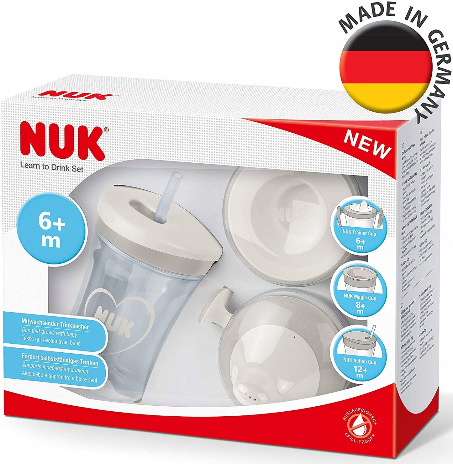 NUK drinking training set, cup + 3 spouts
