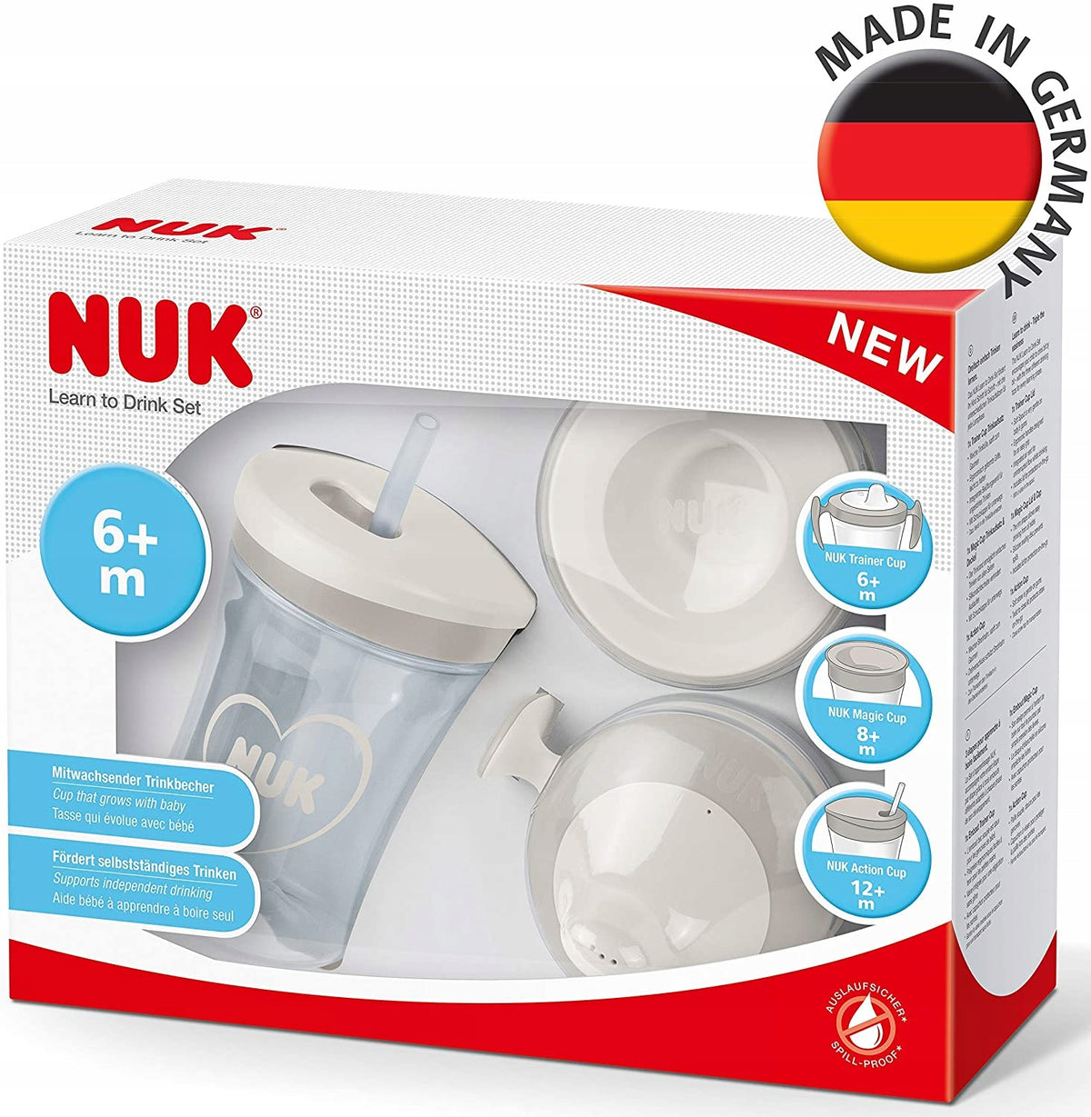 NUK drinking training set, cup + 3 spouts