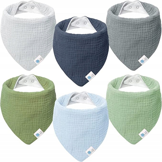 LULU MOON snap bandana podbradníky 0-36 mesiacov x6