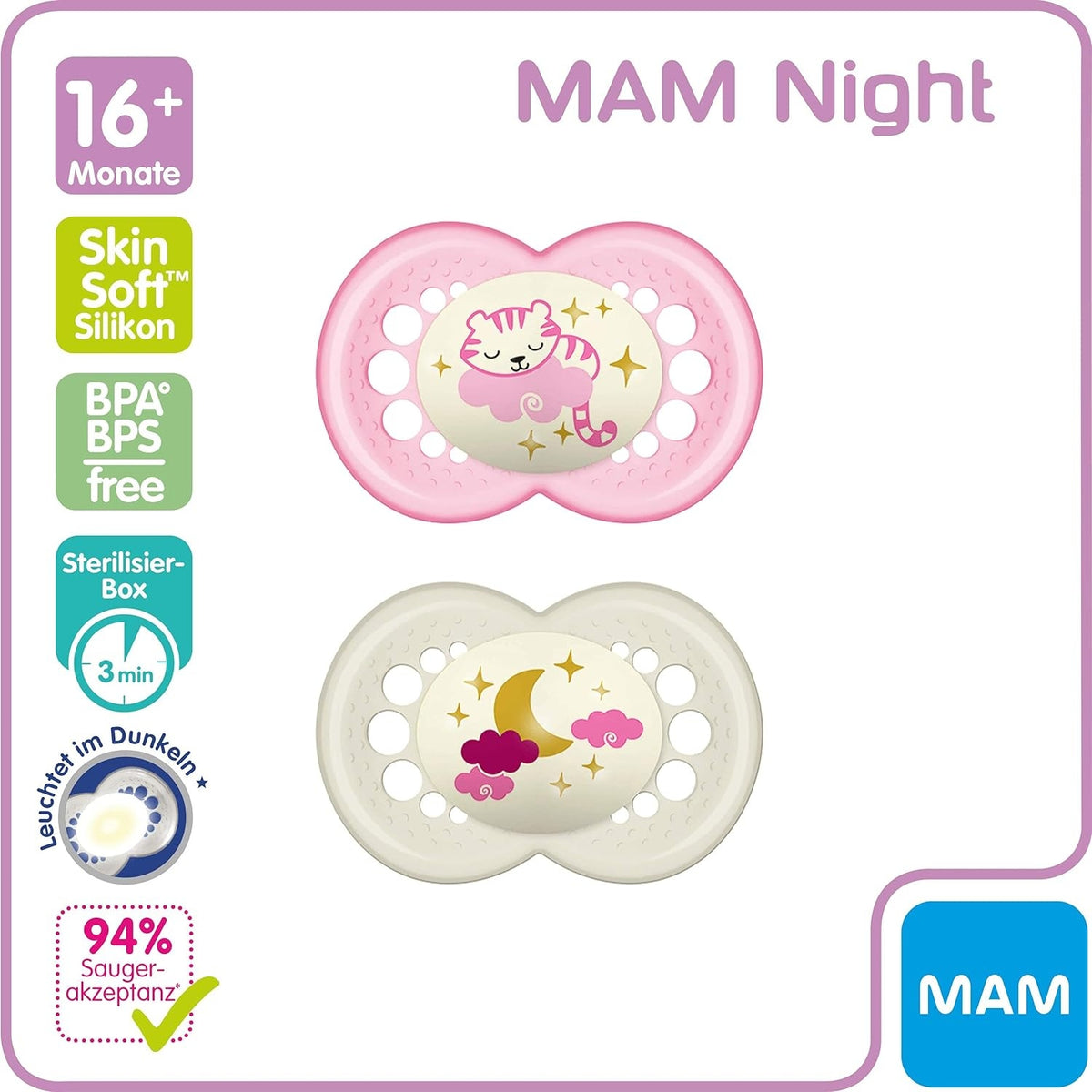 MAM ORIGINAL NIGHT uklidňující dudlík x2 16m+