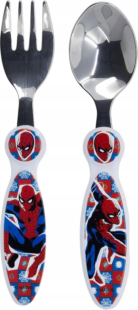 STOR vidlička a lžička z nerezové oceli 14 cm SPIDERMAN