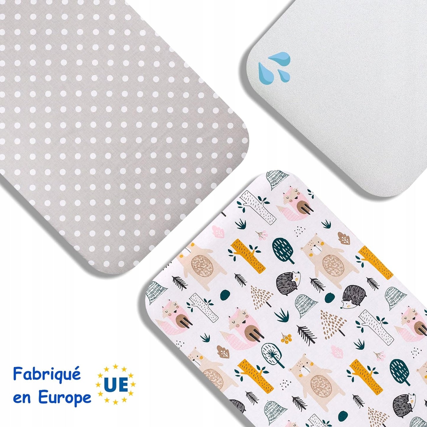 LOVELY HIPPO fitted sheet x2 + waterproof mattress protector for Next2Me 83X50