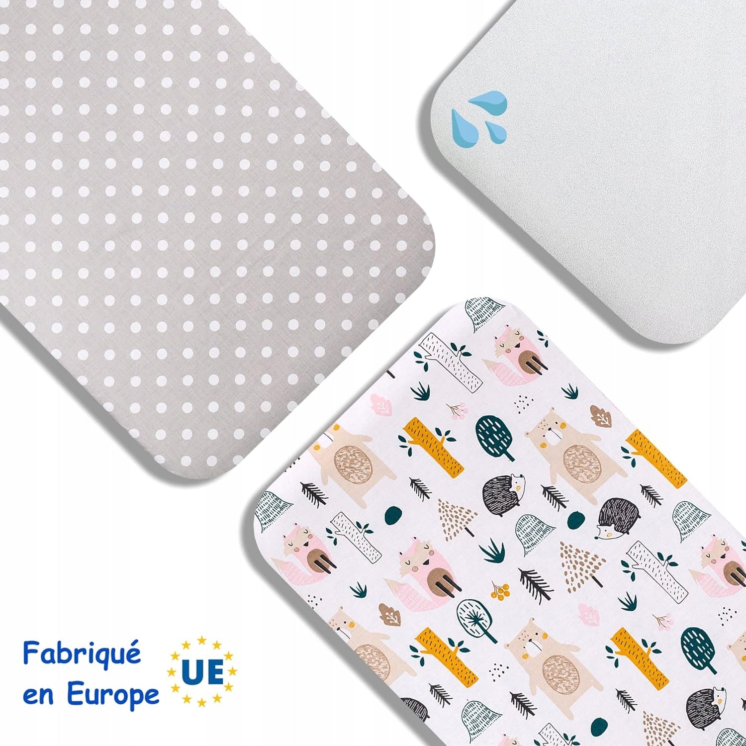 LOVELY HIPPO fitted sheet x2 + waterproof mattress protector for Next2Me 83X50