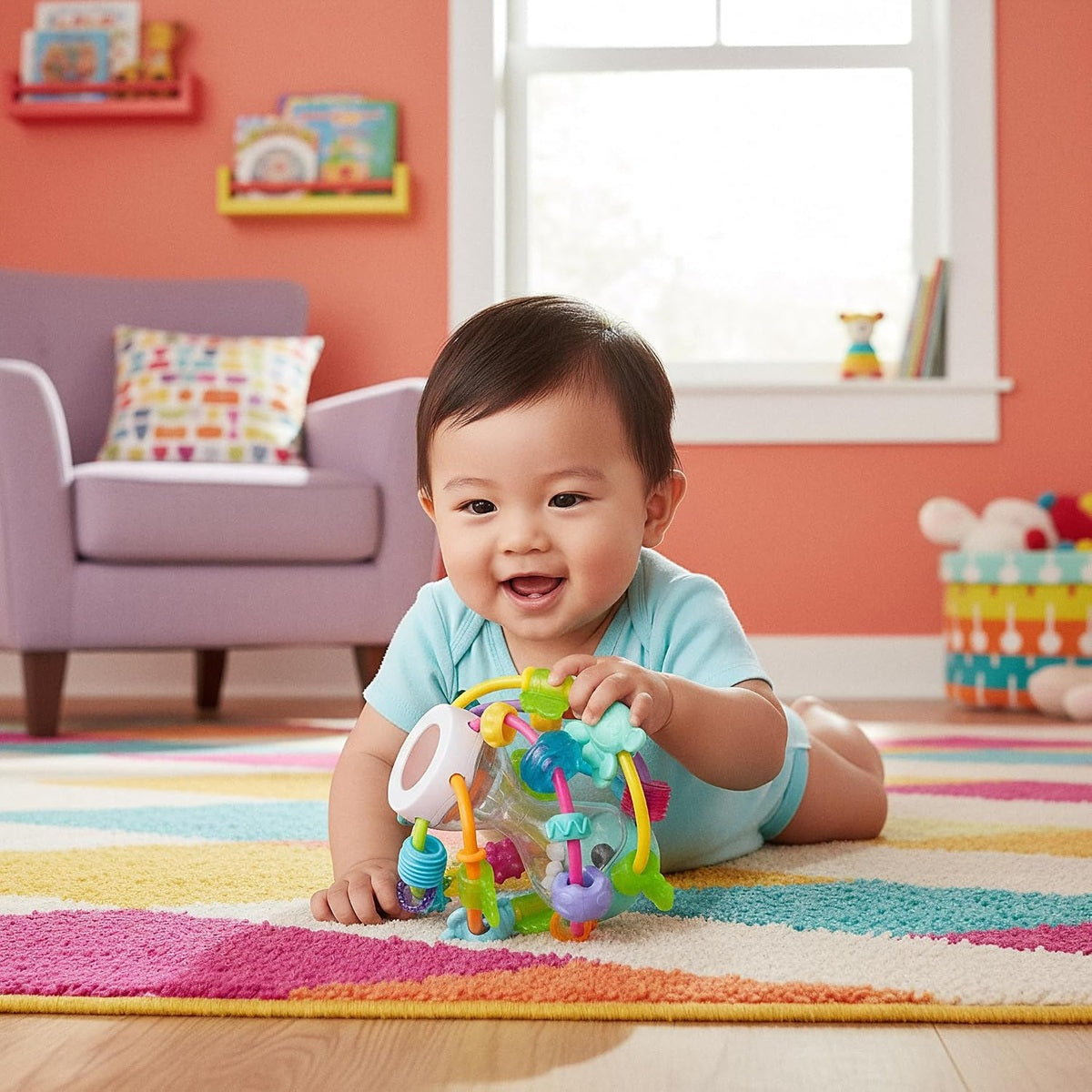 PLAYGRO Play and Learn Ball teether grabber with a rattle and mirror, 14 cm – product photo 3