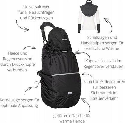 HOPPEDIZfleece carrier cover with rain cover, gloves and chimneycolour anthracitematerial fleeceNew condition