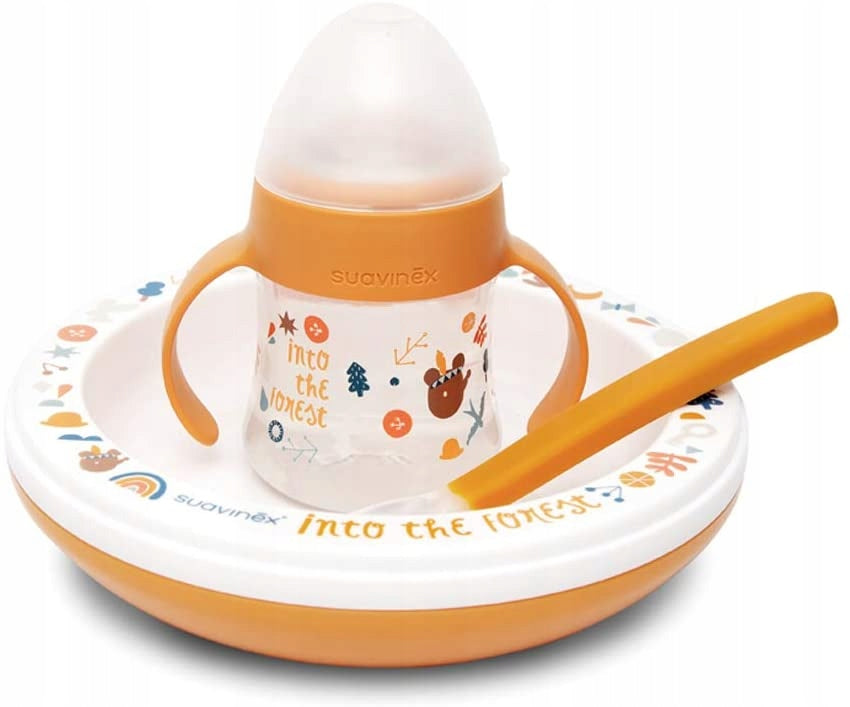 SUAVINEX thermal plate, cup and spoon set FOREST