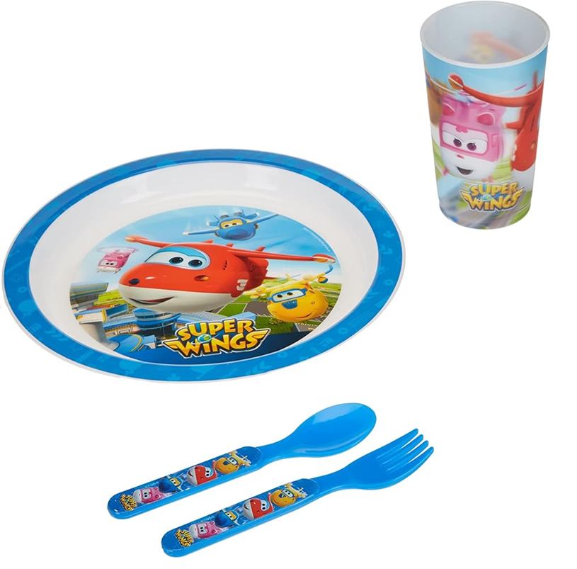 OLED Super Wings tableware set (plate, cup, spoon, fork)