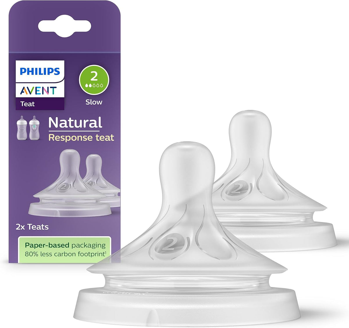 Philips Avent Natural Response bottle nipples (2) 0m+ x2