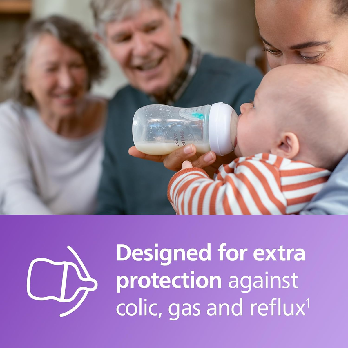 bottle 260 ml with dummy 1+ X2 An anti-colic valve: The bottle is designed to keep air away from baby's belly