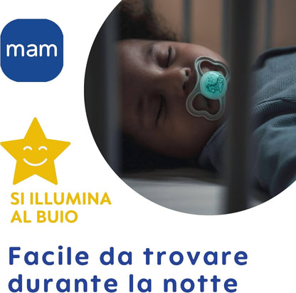 MAM Air Night silicone pacifier 16+ months x2 GLOW-IN-THE-DARK